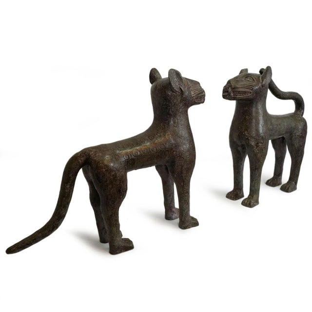 Vintage African Benin Bronze Leopard Sculpture For Sale - Image 4 of 9