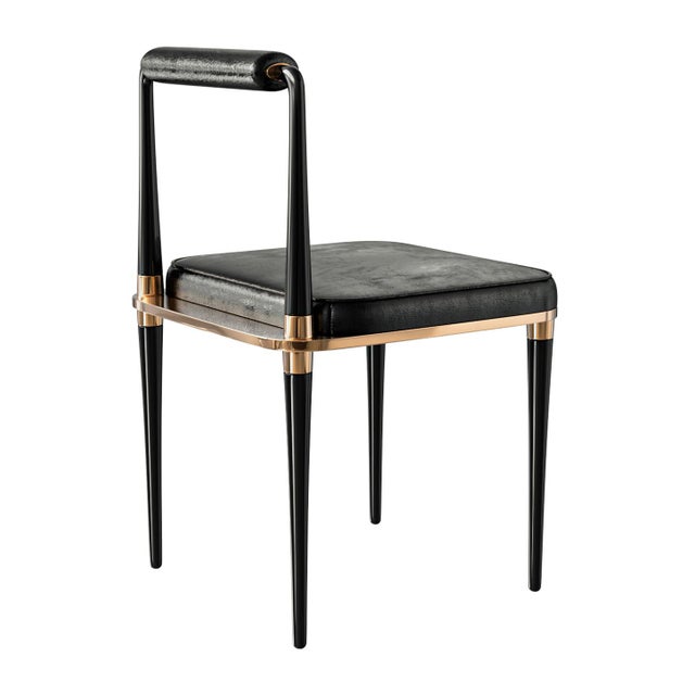 "Audrey" Chair, Stainless Steel, Bronze Details, Tailor Made Leather For Sale In Los Angeles - Image 6 of 8