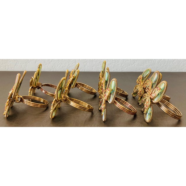 Gold Artfully Chic Late 20th-Century Butterfly-Shaped Napkin Rings - Set of 8 For Sale - Image 8 of 18