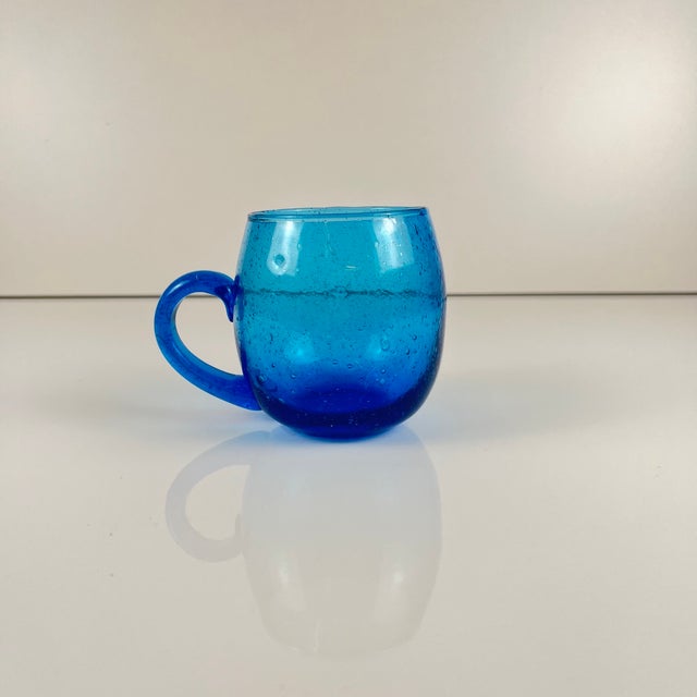 1970s Cobalt Blue Bubbled Glass Punch Set in the style of Biot, 1970, Set of 10 For Sale - Image 5 of 14