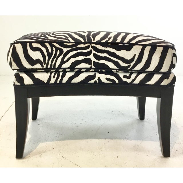 Currey & Co. Modern Black and White Cut Velvet Zebra Chair and Ottoman