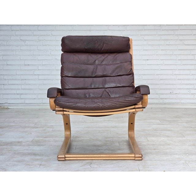 1970s Danish Leather and Bentwood Lounge Chair by Georg Thams for Bramin, 1970s For Sale - Image 5 of 18