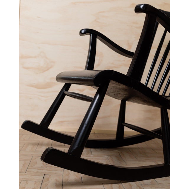 Vintage Scandinavian Rocking Chair by Ilmari Lappalainen, Ilmari Lappalainen for Asko, 1960s For Sale - Image 3 of 11