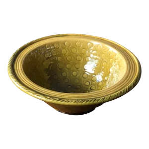 Mid-Century Italian Glazed Terra-Cotta Bowl in Olive Ombre