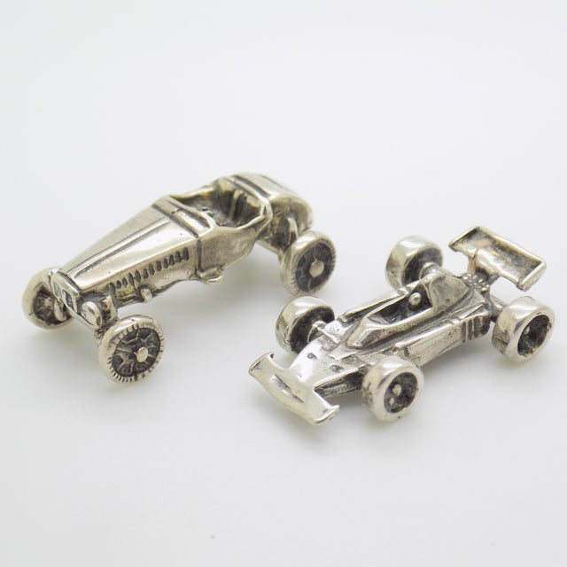 Vintage Italian Handmade Genuine Silver Racing Cars Miniature, 1970s, Set of 2 For Sale - Image 4 of 14
