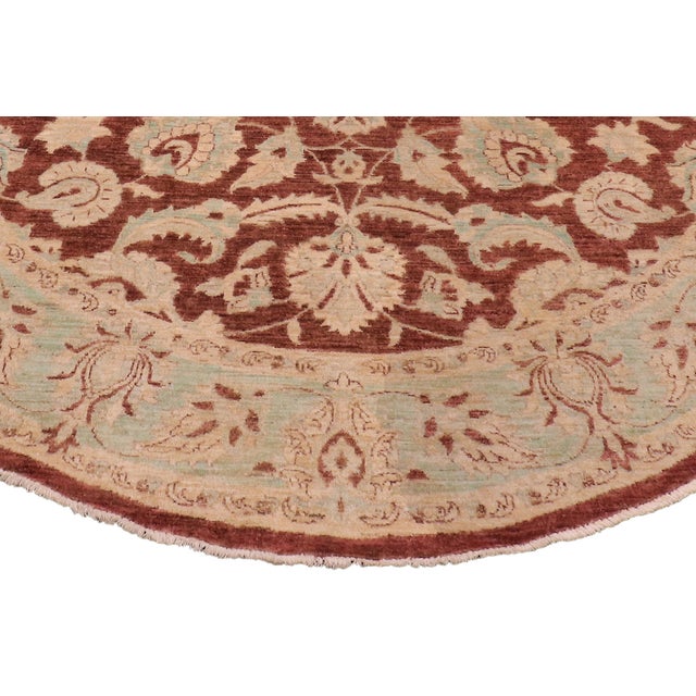 Classic Ziegler Brown/Green Wool Round Rug - 7'10'' X 8'0'' For Sale In New York - Image 6 of 9