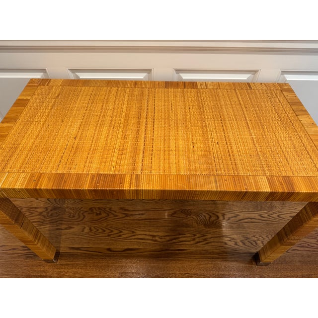 Wood Bielecky Brothers Cane Rattan Console Desk For Sale - Image 7 of 16