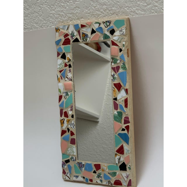 Handcrafted Mosaic Accent Wall Decor Mirror With Vintage Ceramic Tiles