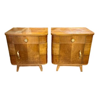 Pair of Italian Art Deco Style Olivewood Side Tables For Sale