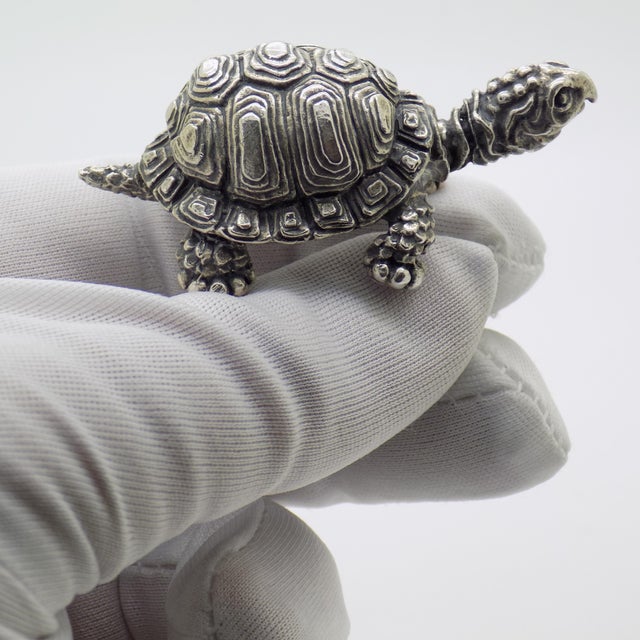 Vintage Italian Handmade Genuine Silver Detailed Large Turtle Solid ...