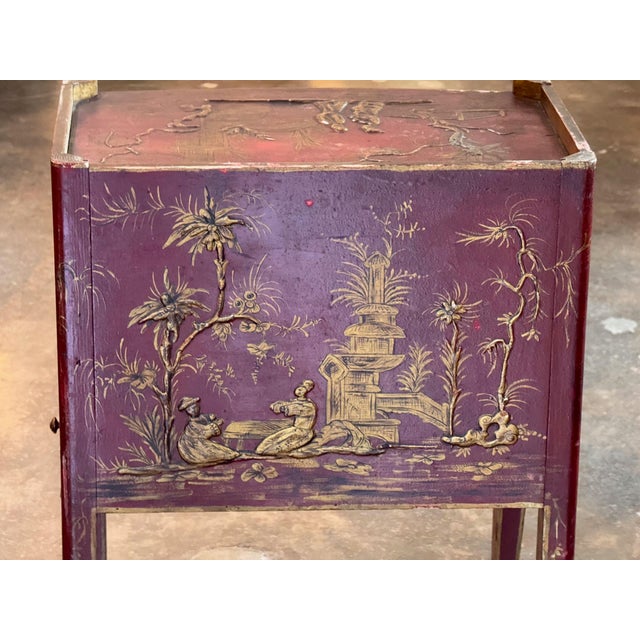 Red Red Chinoiserie Decorated Side Table For Sale - Image 8 of 8