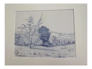 Socrate Foscato, Landscape, Ink Drawing, 20th Century