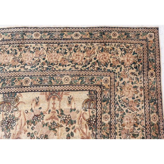 1920s 1920s Persian Kirman Beige, Brown, Green Hand Knotted Wool Carpet For Sale - Image 5 of 10