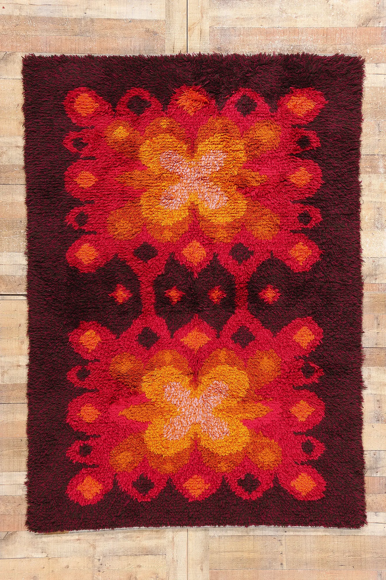 Vintage Scandinavian Swedish Rya Rug - 05'03 X 07'06 | Chairish
