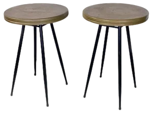 Mid-Century Modern Italian Black & Brown-Olive Green Bar Tables, 1950s, Set of 2