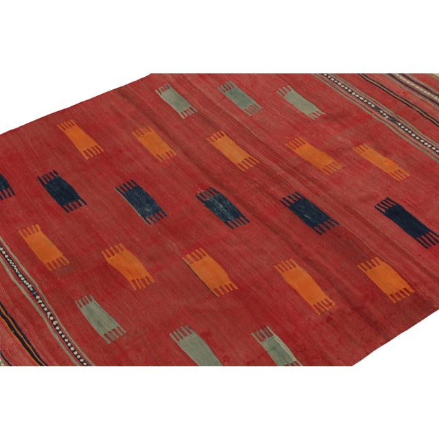 Rug & Kilim Antique Tribal Kilim Rug in Red, Blue and Orange Tribal Geometric Pattern For Sale - Image 4 of 7