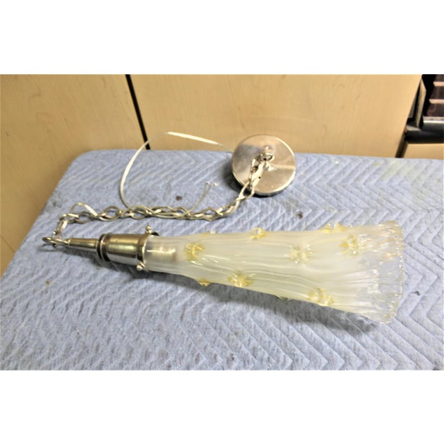 1990s Mid Century Modern Murano Gold Dust Glass Pendant For Sale - Image 10 of 11