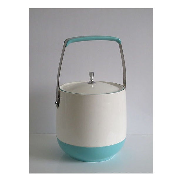 1950's White and Turquoise Ice Bucket Chairish