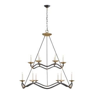 Visual Comfort Barry Goralnick Choros 12 Light 42 Inch Aged Iron Chandelier Ceiling Light- New For Sale