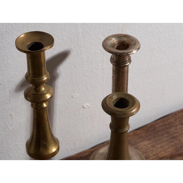 Vintage Brass Candlesticks, 1920, Set of 3 For Sale - Image 3 of 12