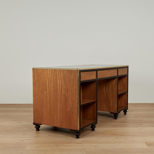 Vintage Campaign Style Leather Top Desk by Baker Collectors Edition For Sale - Image 17 of 17