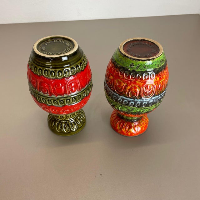 Multi-Color Fat Lava Op Art Pottery Vase from Bay Ceramics, Germany, 1970s, Set of 2 For Sale - Image 15 of 18
