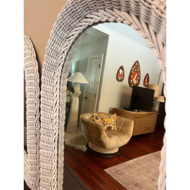 Shabby Chic Vintage Wicker and Wood Wall Mirrors - A Set For Sale - Image 3 of 5