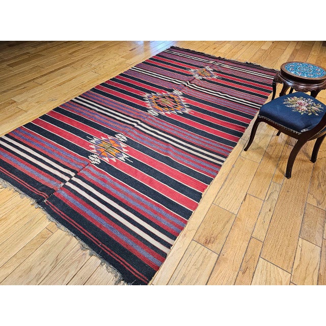 Turkish Vintage Turkish Kilim Rug, Handwoven Wool, Southwestern Design, , 6x11 For Sale - Image 3 of 14