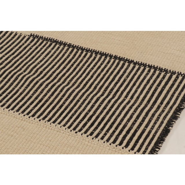 2020s Rug & Kilim’s Contemporary Kilim in Beige With Striped Central Column in Black For Sale - Image 5 of 10