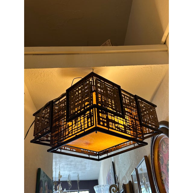 Mid-Century Modern 1960s Mid Century Modern Asian Modern Flush Mount Light Fixture. For Sale - Image 3 of 8