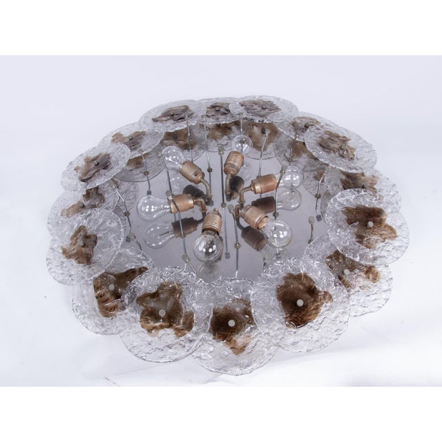 Silver Large Amber Murano Glass Flush Mount or Wall Sconce attributed to AV Mazzega, Italy, 1960s For Sale - Image 8 of 13