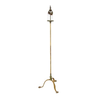 Arts & Crafts Iron Floor Lamp With Pull Chain For Sale