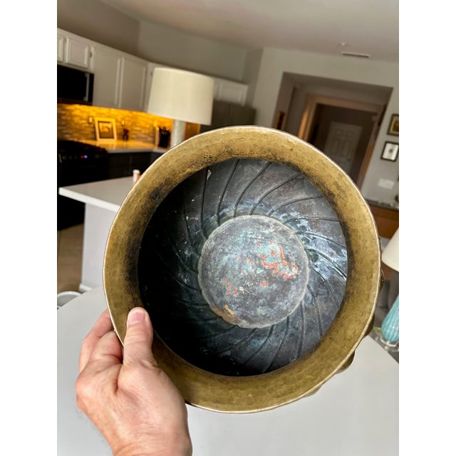 Italian Hammered Brass Scalloped Jardinière Planter For Sale - Image 14 of 15