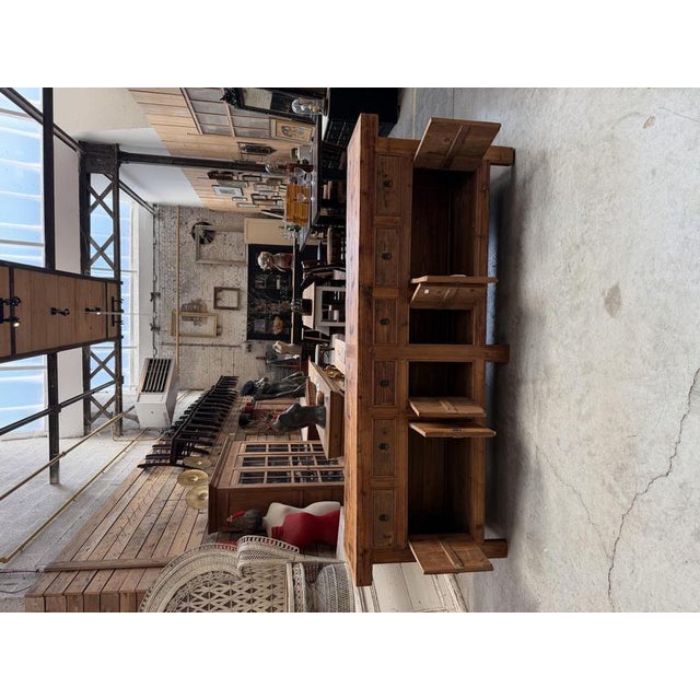 Wood Brutalist Sideboard in Fir wood, 1980s For Sale - Image 7 of 18