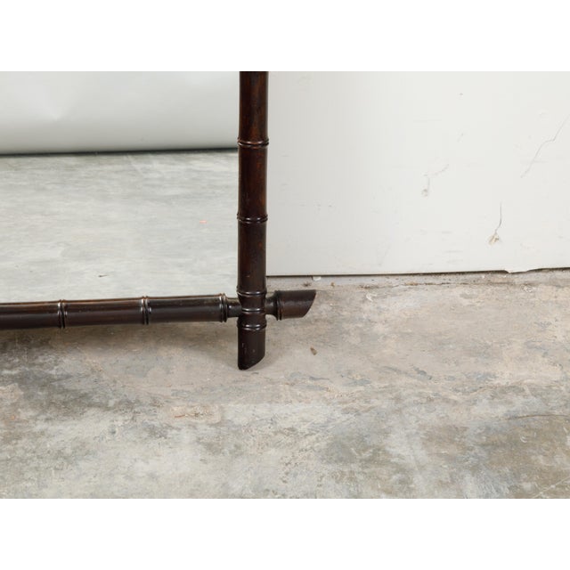 French French Turn of the Century Rectangular Faux Bamboo Mirror with Black Patina For Sale - Image 3 of 7