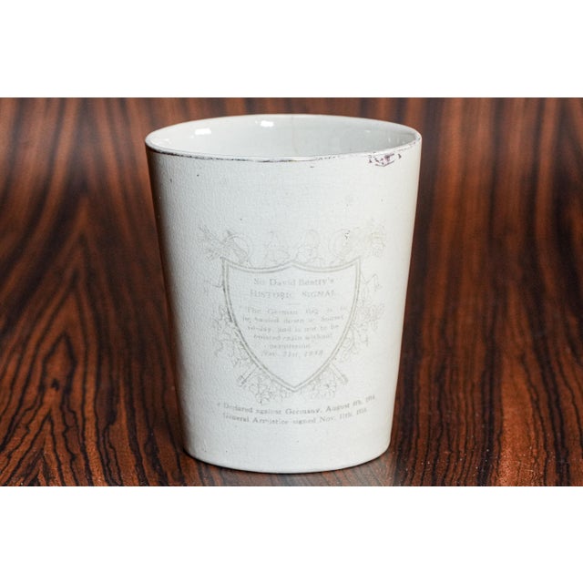 Commemorative Antique English World War I Patriotic Porcelain Beaker Cup Militaria Flags For Sale - Image 10 of 13