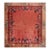 1920s Coral Open Field Antique Chinese Art Deco Square Knotted Pile Floral Rug For Sale