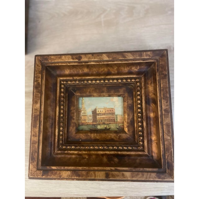 Baby Blue Oil Painting of Italy Portrayed in Three Dimensional Guilted Frames For Sale - Image 8 of 12