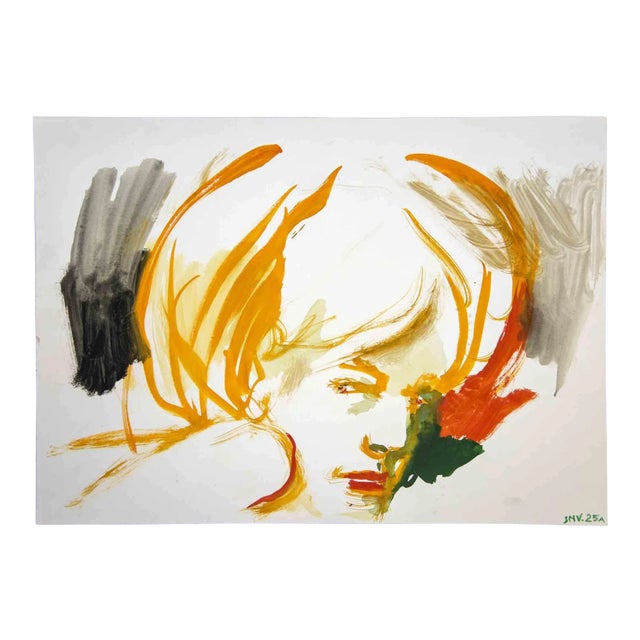 Leo Guida, Female Portrait, Original Drawing, 1970s For Sale