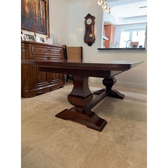 Emanuel Morez Country Trestle Wood Extension Dining Table For Sale - Image 4 of 18