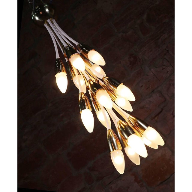 Metal Enamel Brass Chandelier, 1950s, Italy For Sale - Image 7 of 9