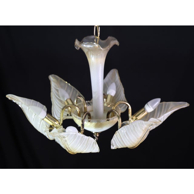 Exceptional Vintage 6-Light Gold Murano Glass Chandelier For Sale - Image 9 of 15