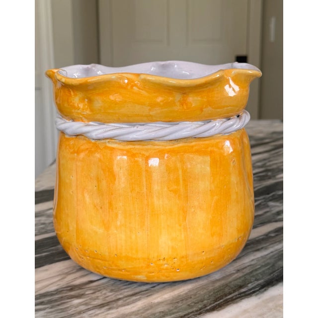 Yellow Made in Italy Trompe L’Oleil Lemon Yellow Cache Pot For Sale - Image 8 of 12