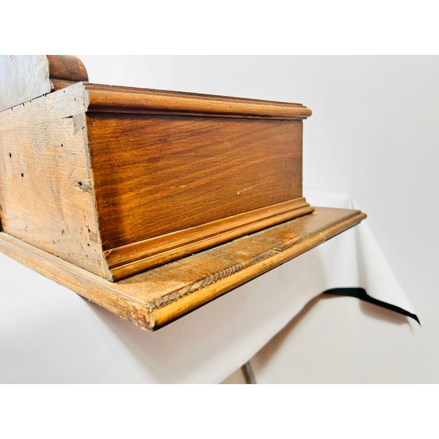 Art Nouveau French Walnut-Colored Wall-Mounted Dressing Table with Mirror, 1900 For Sale - Image 17 of 17