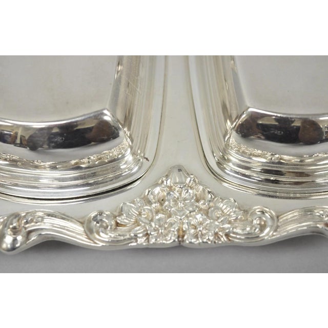 Mid 20th Century Vintage Poole Lancaster Rose Victorian Silver Plated Twin Double Butter Dish (B) For Sale - Image 5 of 15