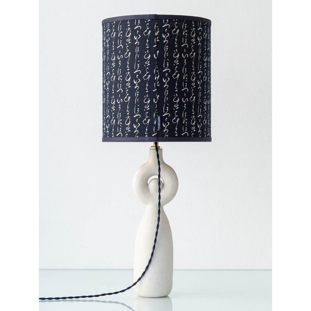 Vintage Spanish Ceramic Table Lamp with Hand-Painted Cubist Figure & New Lampshade For Sale - Image 6 of 11