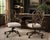 Pair of Vintage Sunlit Bronze Scrollwork Swivel Armchairs — Suede Seats, Rolling Casters, 38” H For Sale - Image 4 of 6