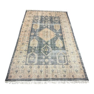 6ft × 9ft 3in Cb2 Aracati Navy Blue Wool Area Rug For Sale