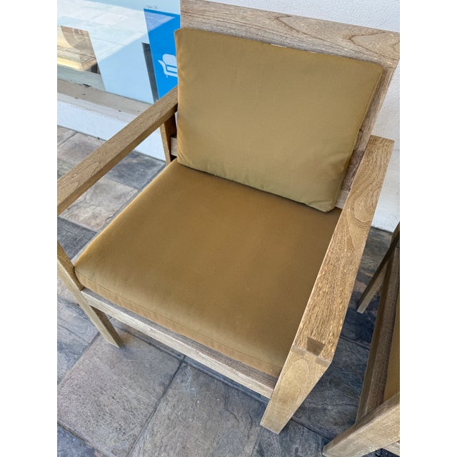 Williams-Sonoma Williams-Sonoma Home Outdoor Teak Wood Arm Chairs, Pair For Sale - Image 4 of 10