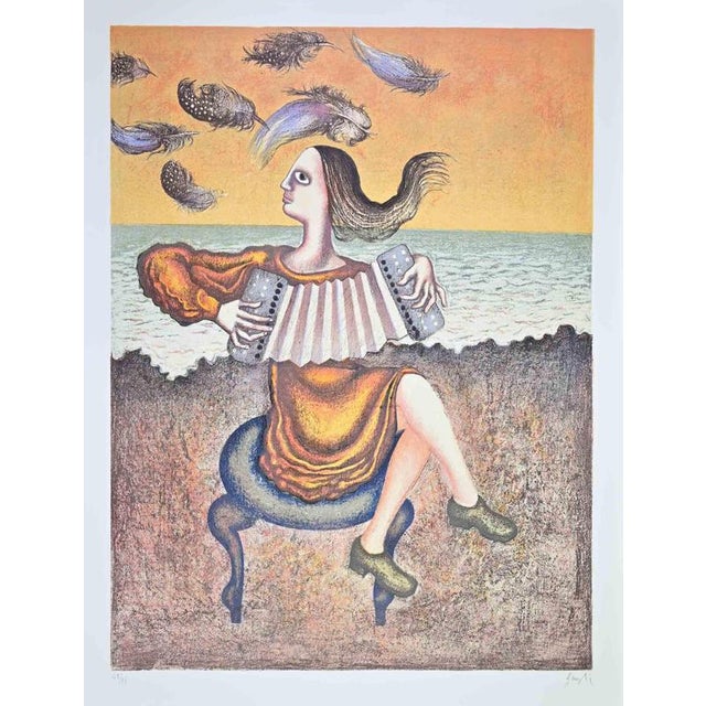 Color lithograph on wove paper realized by Enrico Benaglia in 1980s. Edition of 99. Hand signed and numbered in pencil....